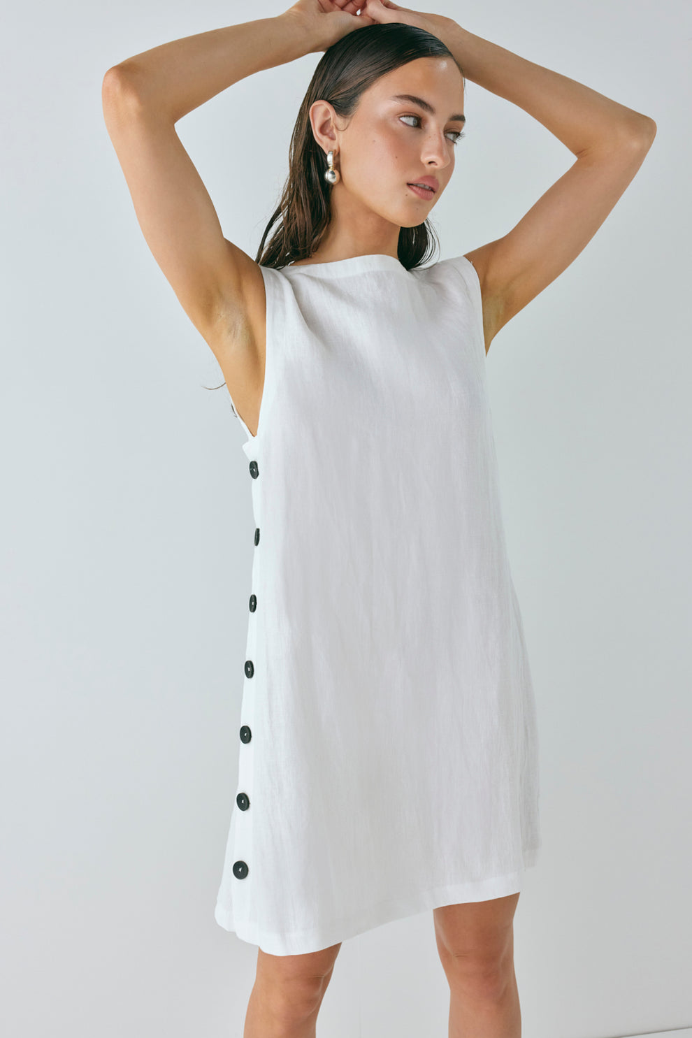 Annabelle Linen Mini Dress White VRG GRL Annabelle Linen Mini Dress White VRG GRL