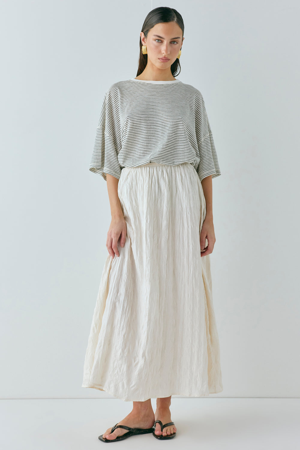 Solara Midi Skirt Cream - size:MC:AU 8 / US 4