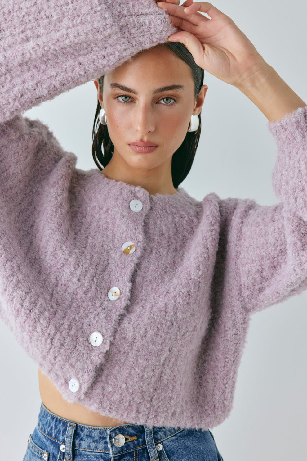 Elsie Knit Cardigan Lilac – VRG GRL - Main Image
