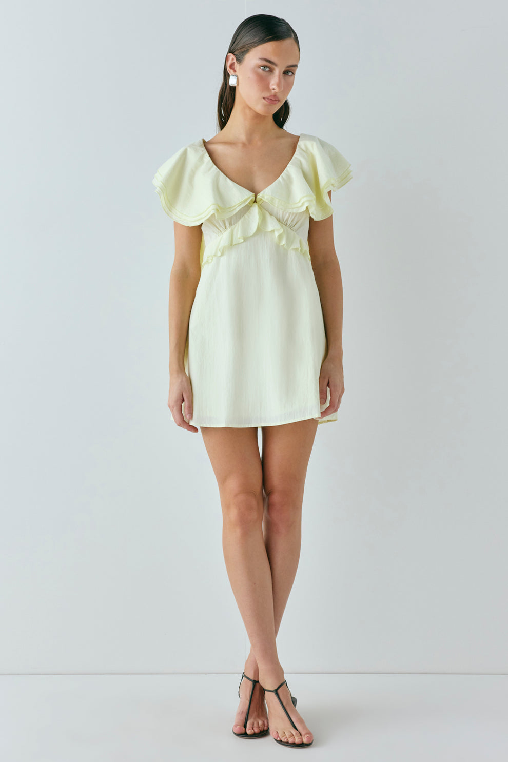 Party Nights Frill Mini Dress Lemon – VRG GRL - Main Image