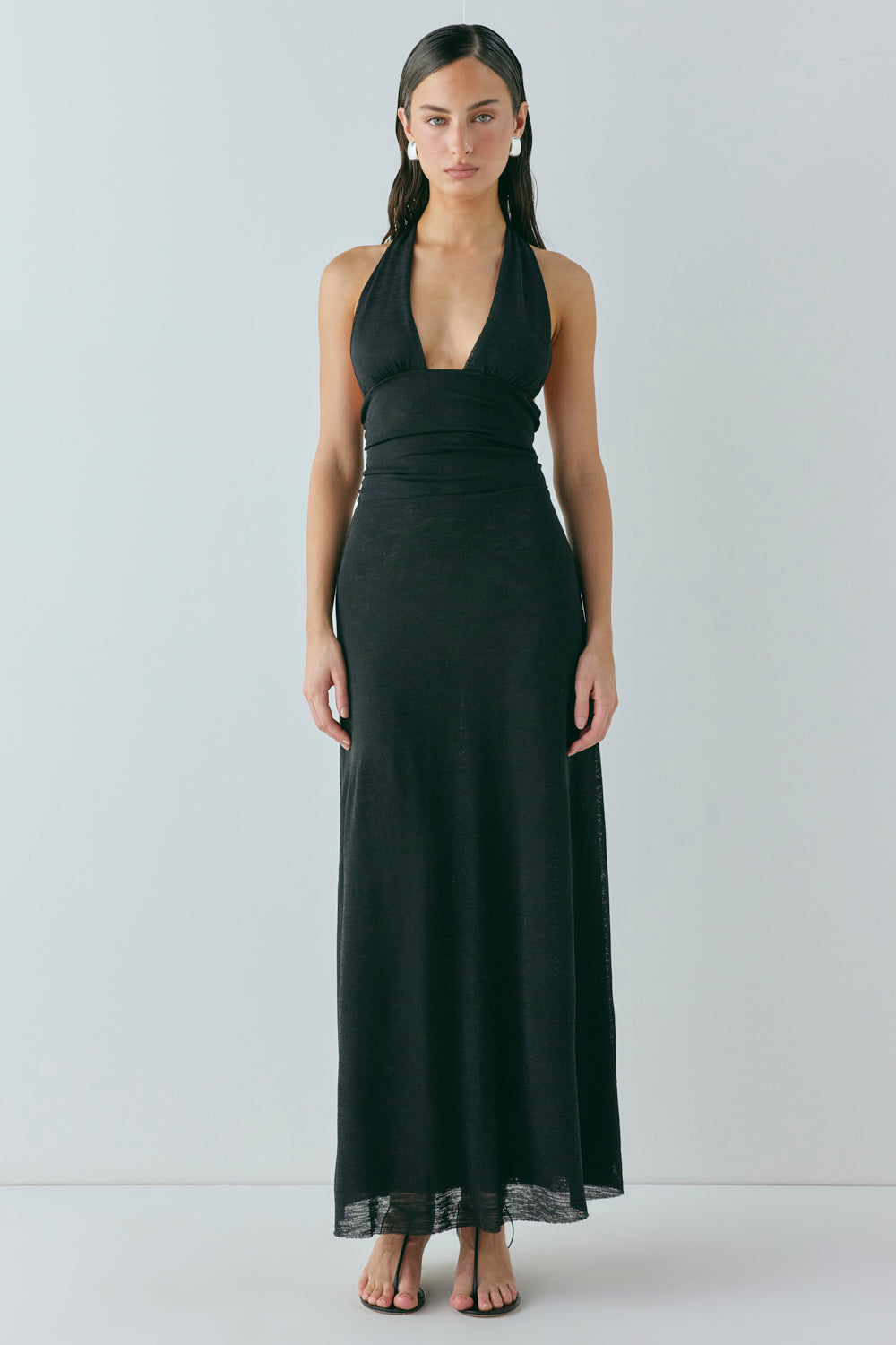 When In Italy Halter Midi Dress Black - size:MC:AU 8 / US 4