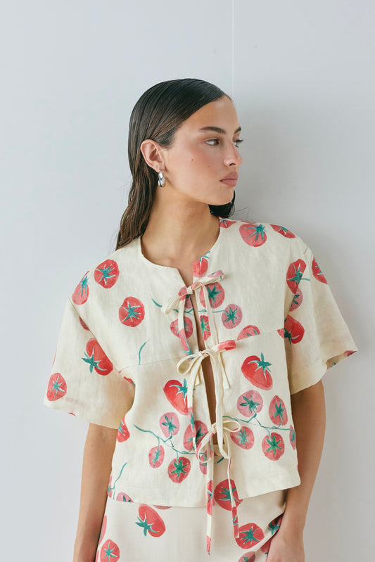 Portia Linen Smock Top Roma - size:MC:AU 6 / US 2 