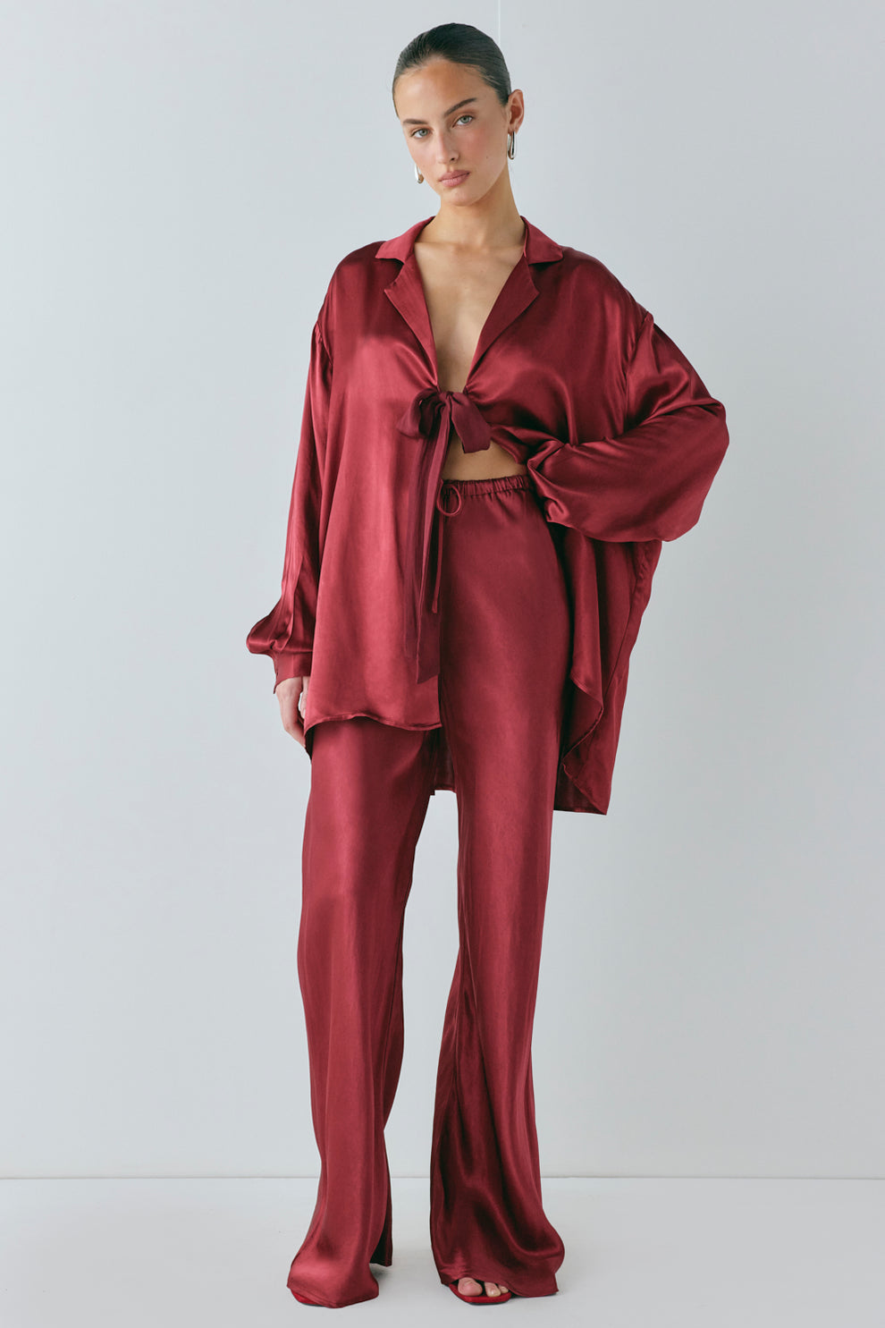 red satin dress pants Orchestra Satin Pant