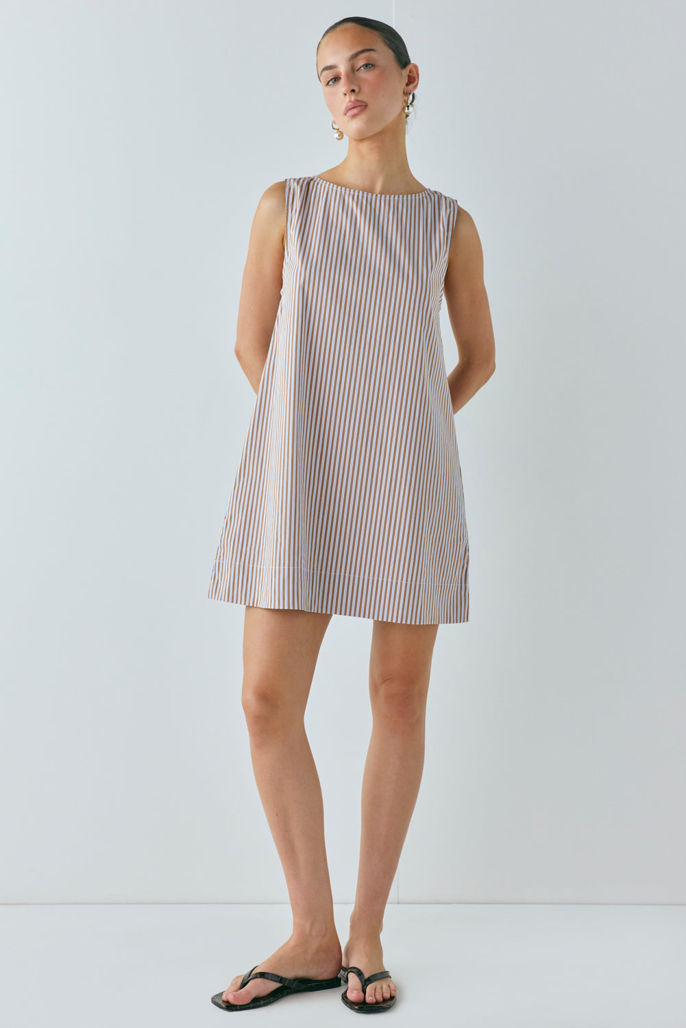 Aftersun Mini Dress Brown Stripe - size:MC:AU 6 / US 2 