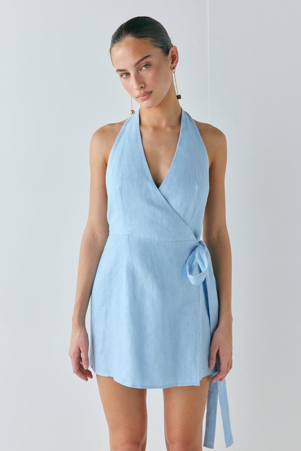 Lo Linen Mini Dress Sky VRG GRL Lo Linen Mini Dress Sky VRG GRL