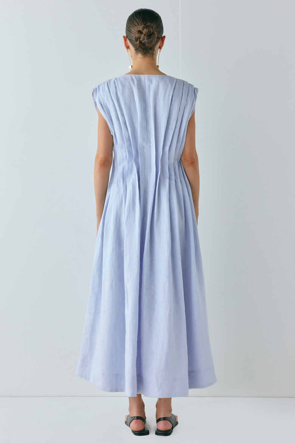 Blanca Linen Midi Dress Powder Blue VRG GRL Blanca Linen Midi Dress Powder Blue VRG GRL