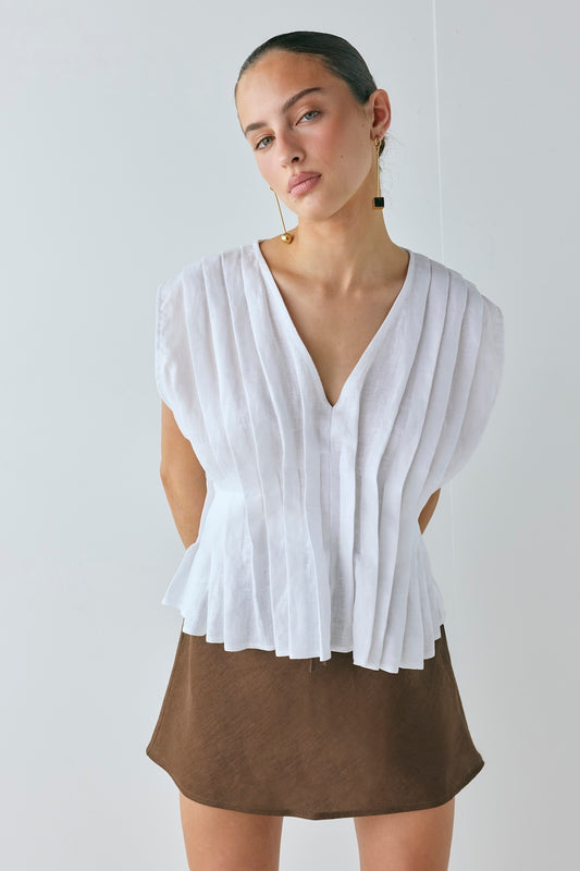 Blanca Linen Top White