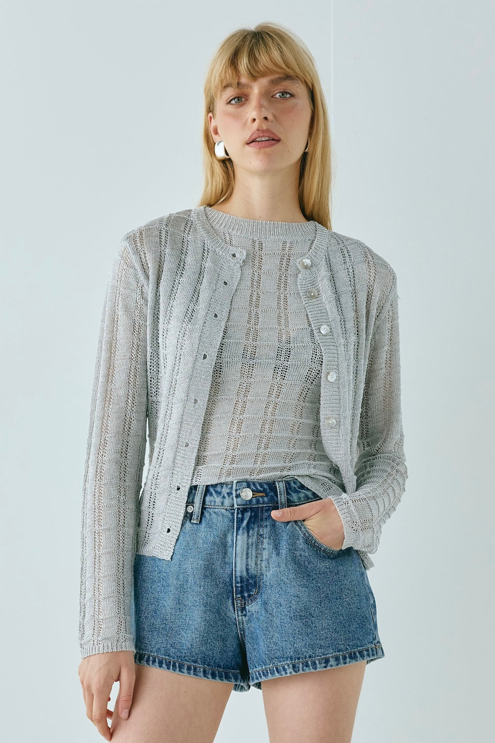 Harley Knit Cardigan Silver - size:Axelle:AU 6 / US 2