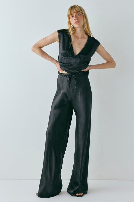 Rae Satin Pants Black - size:Axelle:AU 6 / US 2