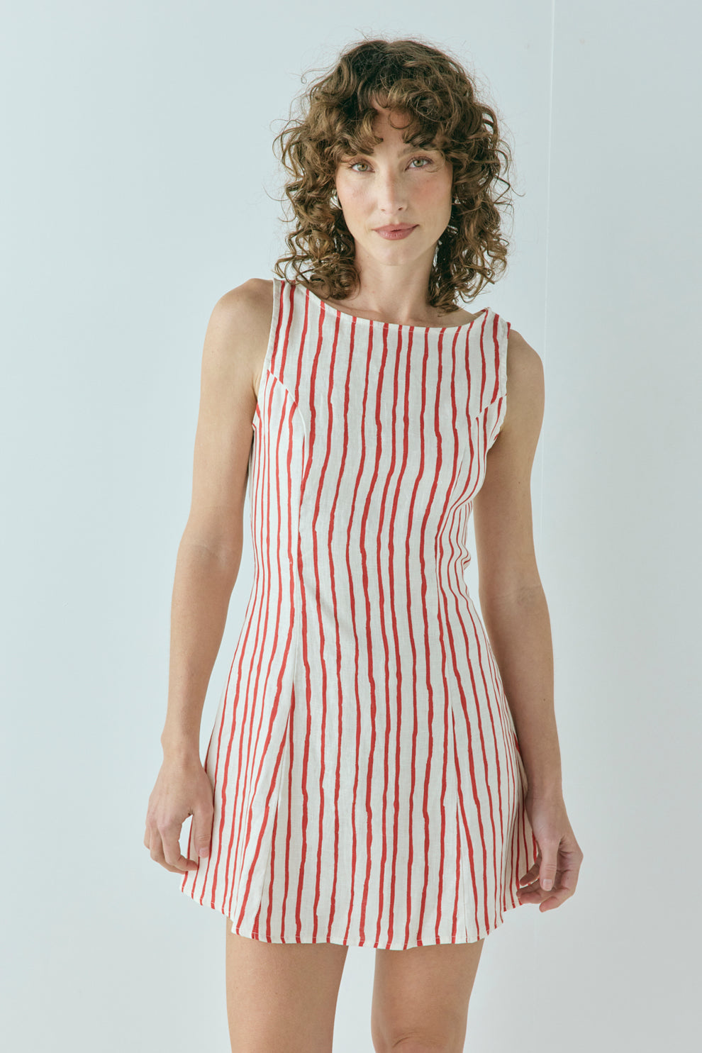 Chloe Linen Mini Dress Stripe VRG GRL Chloe Linen Mini Dress Stripe VRG GRL