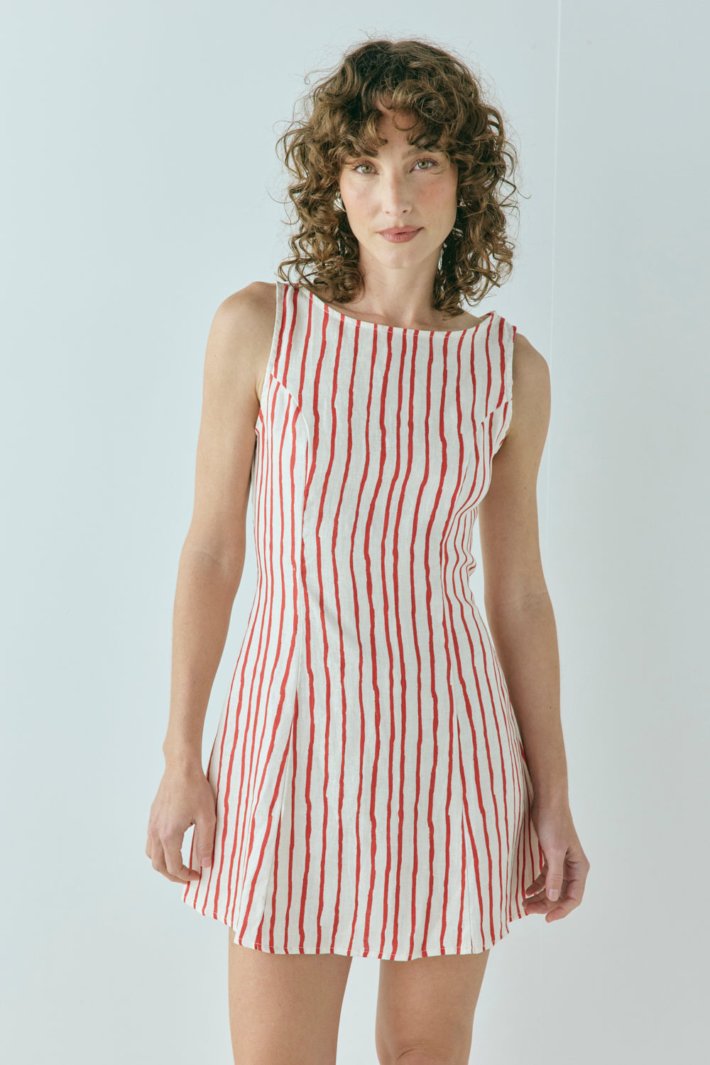 Chloe Linen Mini Dress Stripe VRG GRL Chloe Linen Mini Dress Stripe VRG GRL