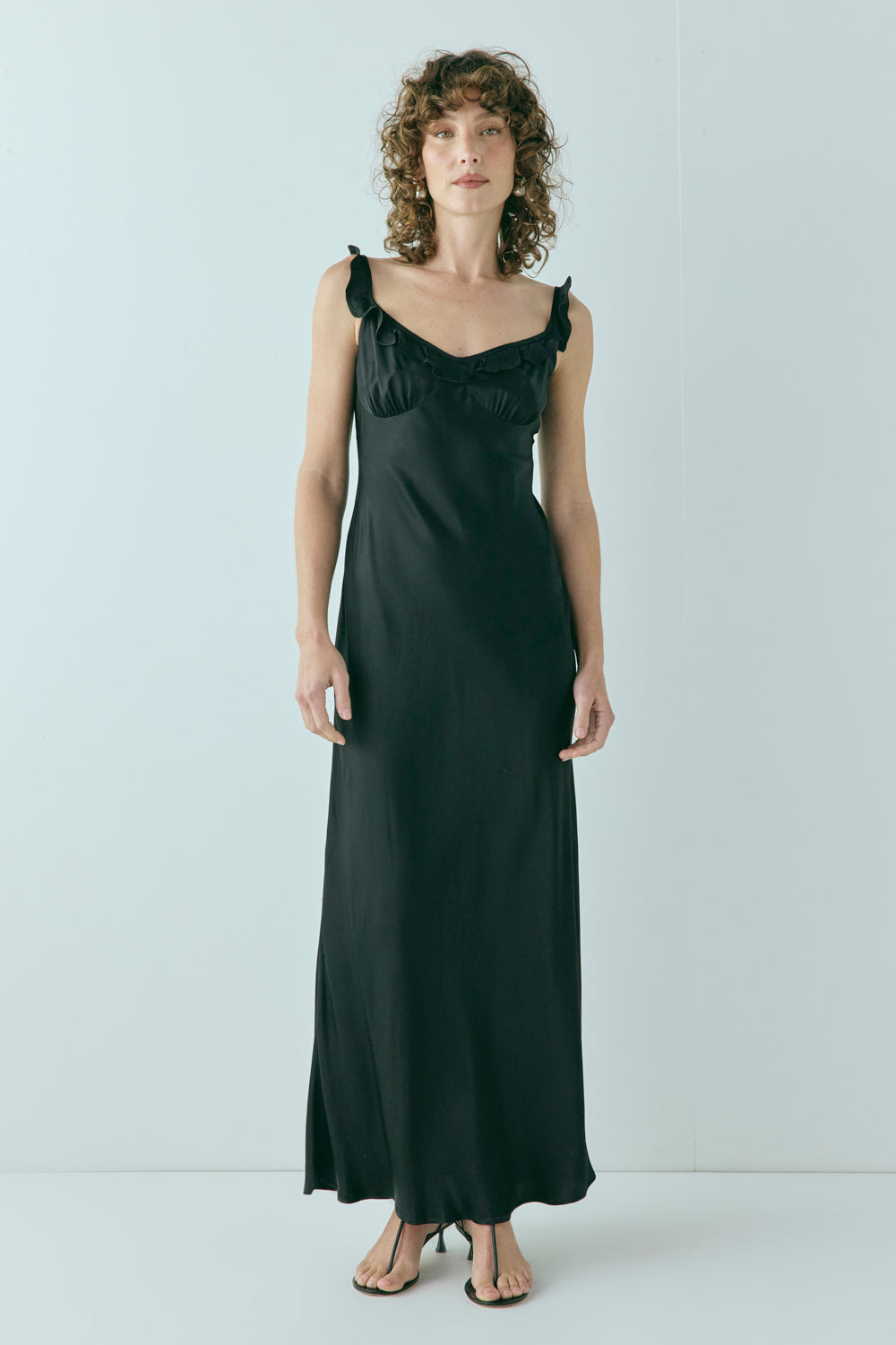 Rosalia Satin Bias Cut Maxi Dress Black - size:Kelsey:AU 6 / US 2 