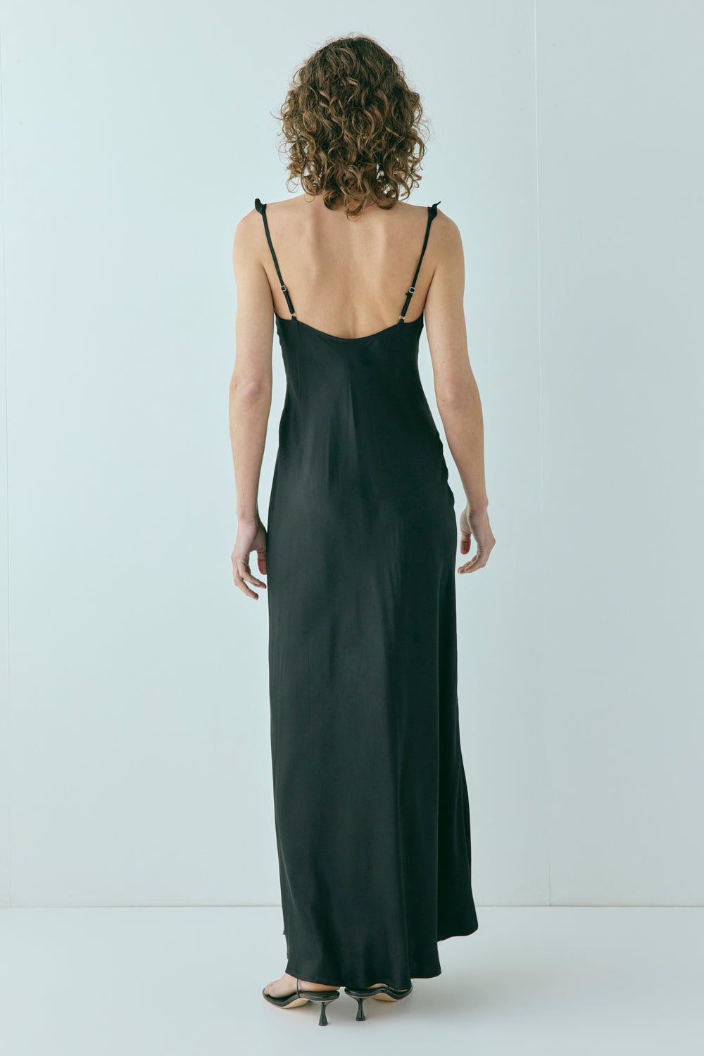 Rosalia Satin Bias Cut Maxi Dress Black