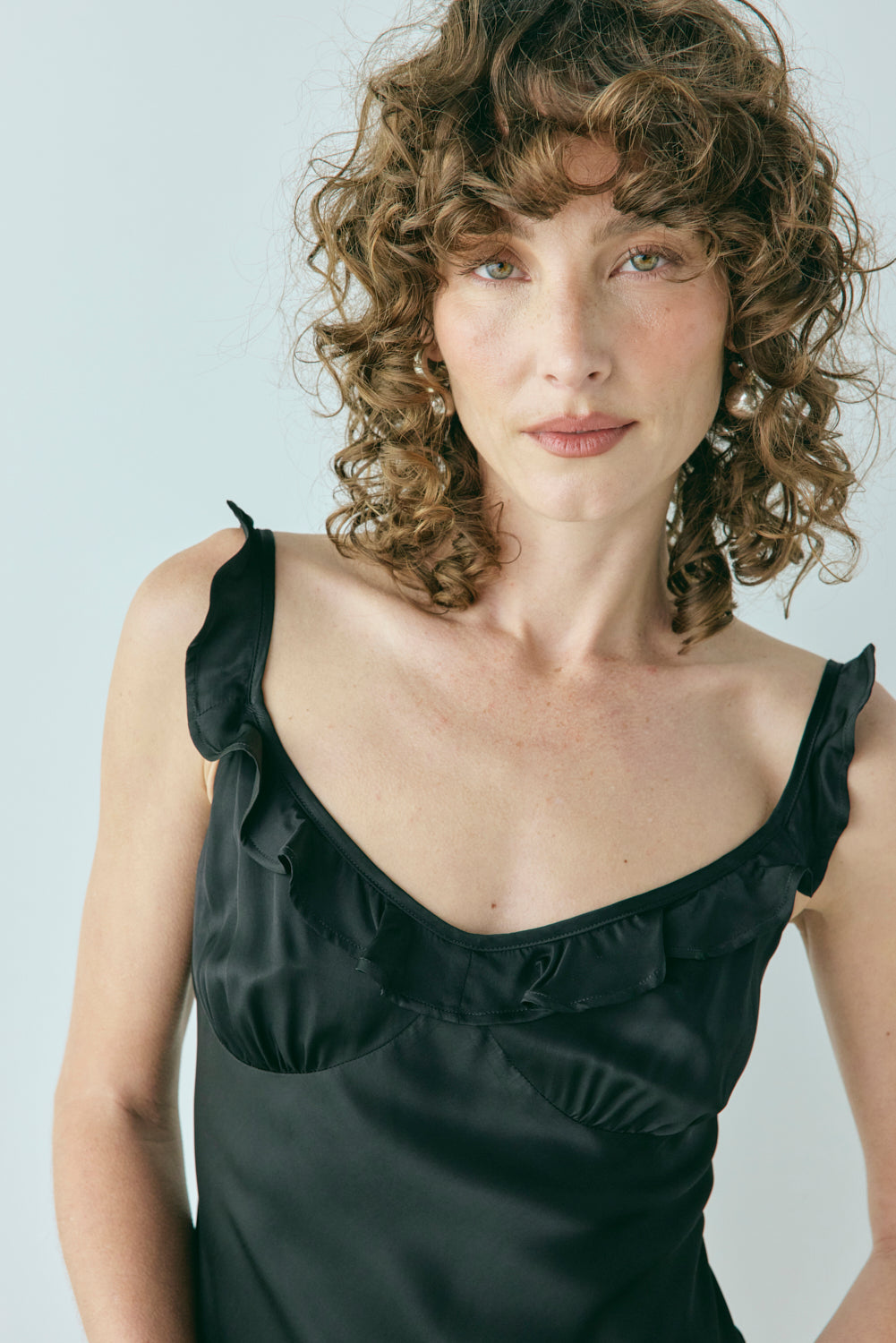 Rosalia Satin Bias Cut Maxi Dress Black