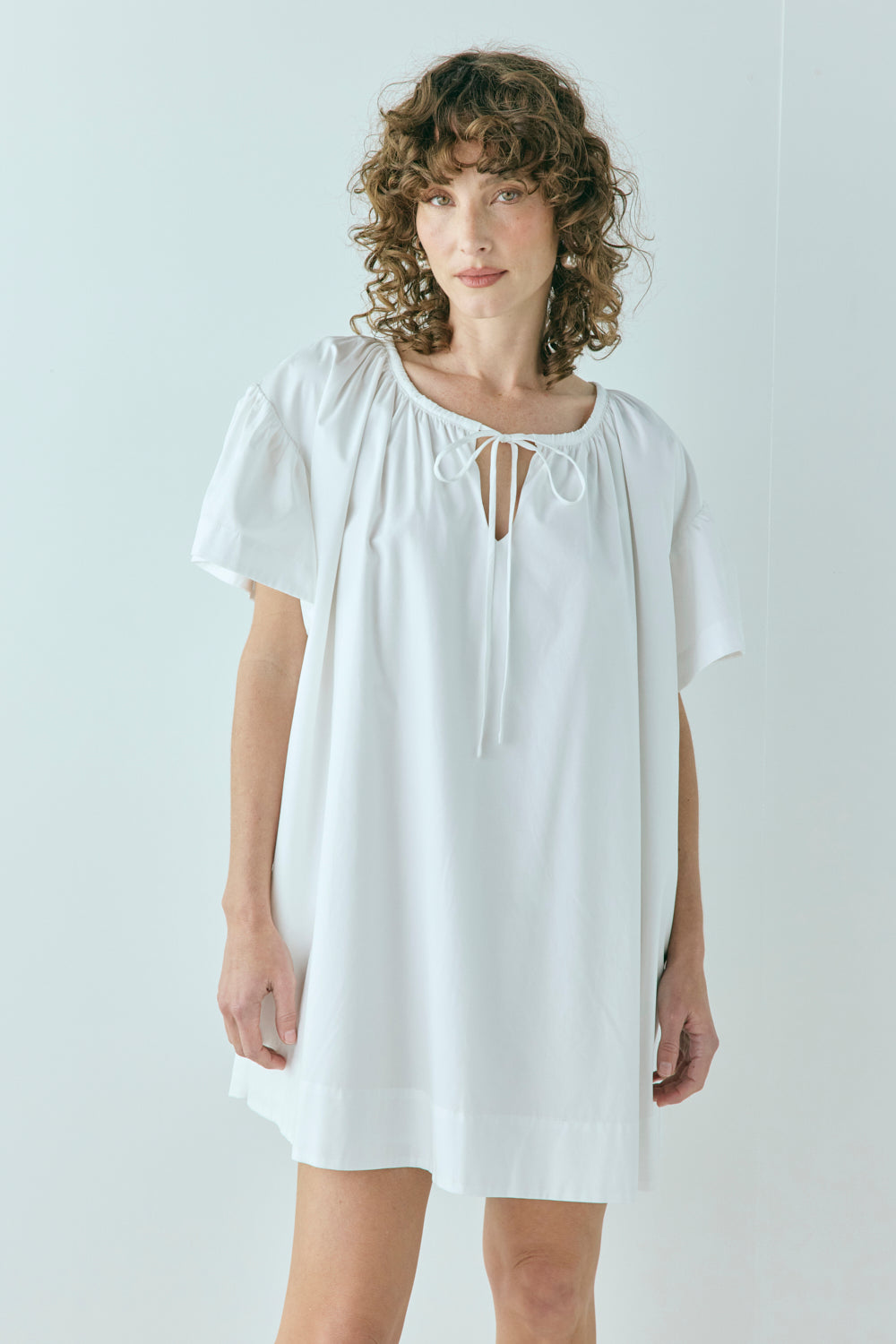 Quinn Smock Mini Dress White