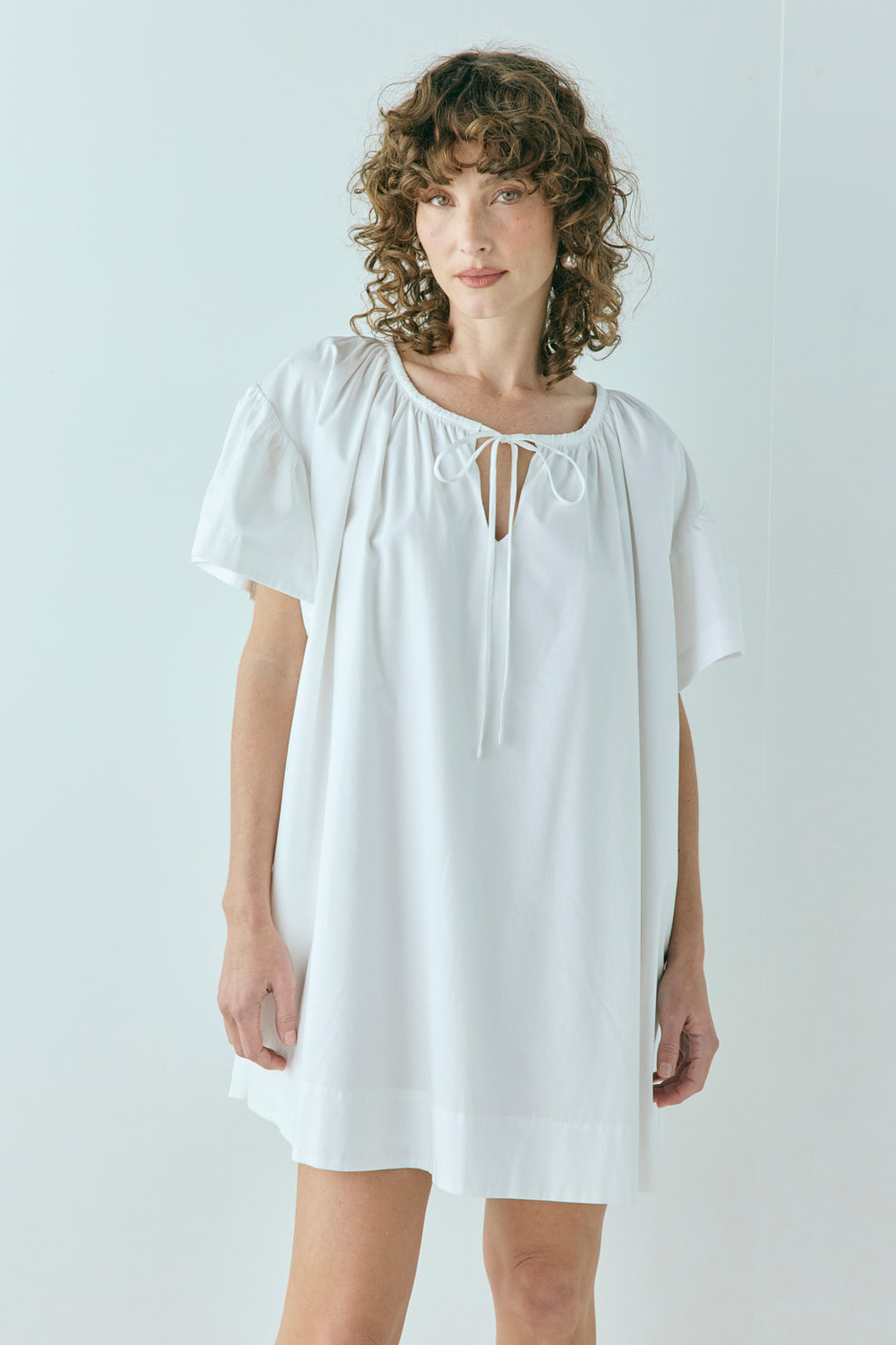Quinn Smock Mini Dress White
