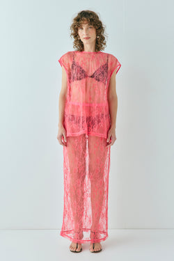 Devyn Lace Midi Skirt Pink - size:Kelsey:AU 6 / US 2