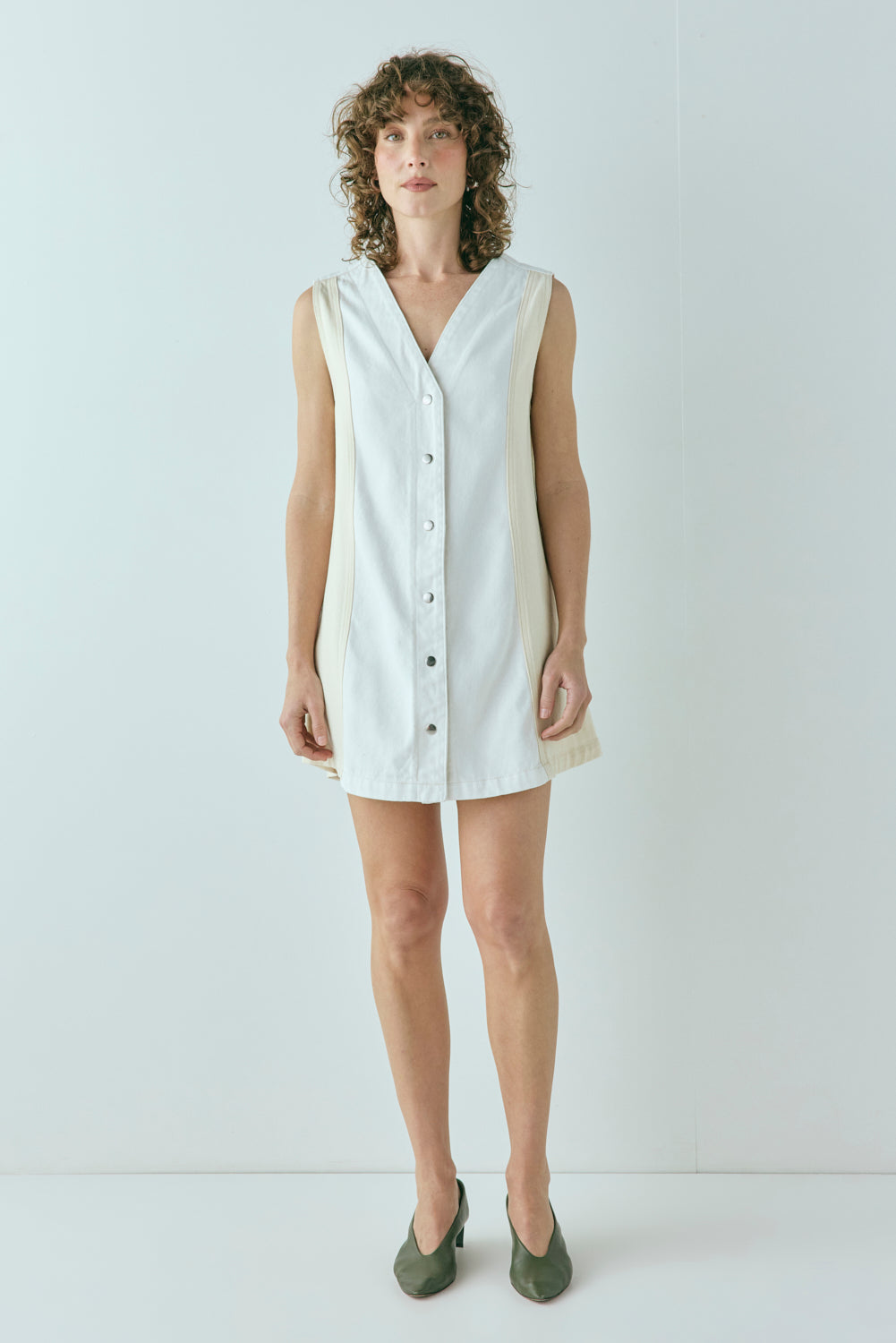 Aston Denim Mini Dress Cream