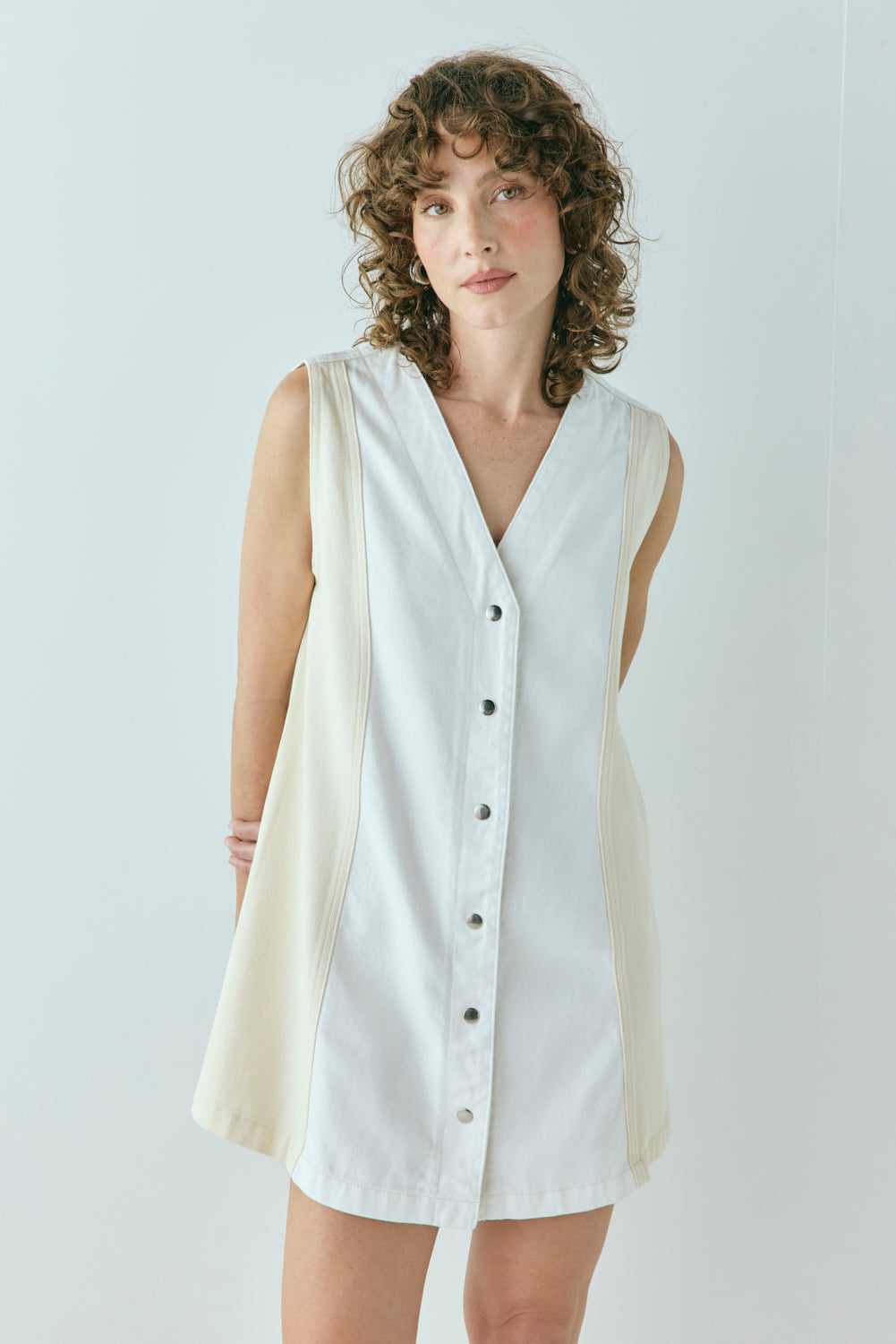 Aston Denim Mini Dress Cream - size:Kelsey:AU 6 / US 2 