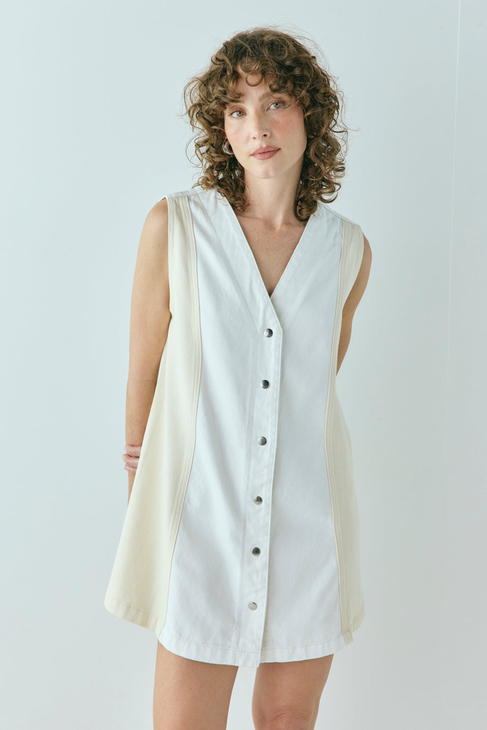 Aston Denim Mini Dress Cream - size:Kelsey:AU 6 / US 2 