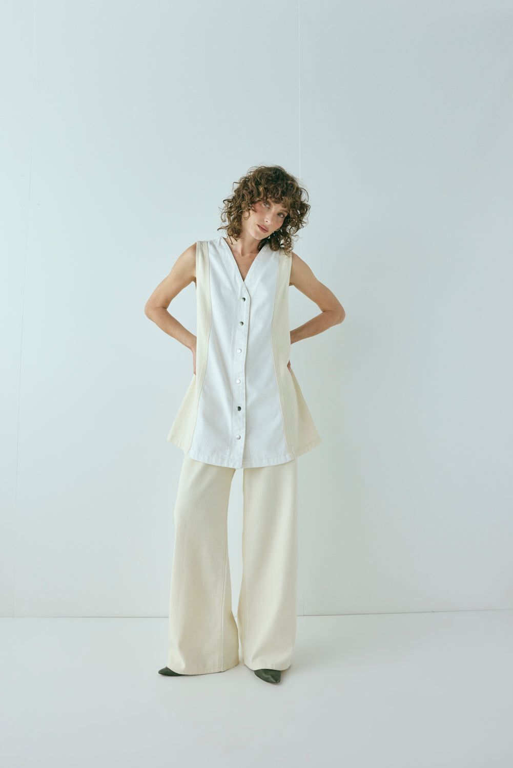 Aston Denim Mini Dress Cream