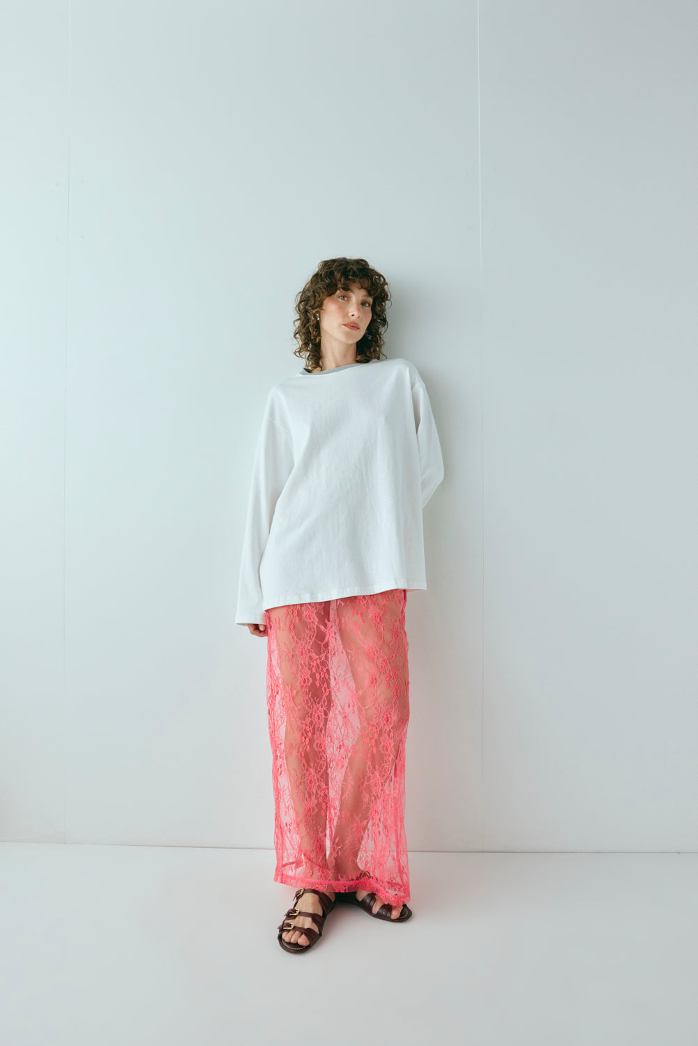 Devyn Lace Midi Skirt Pink