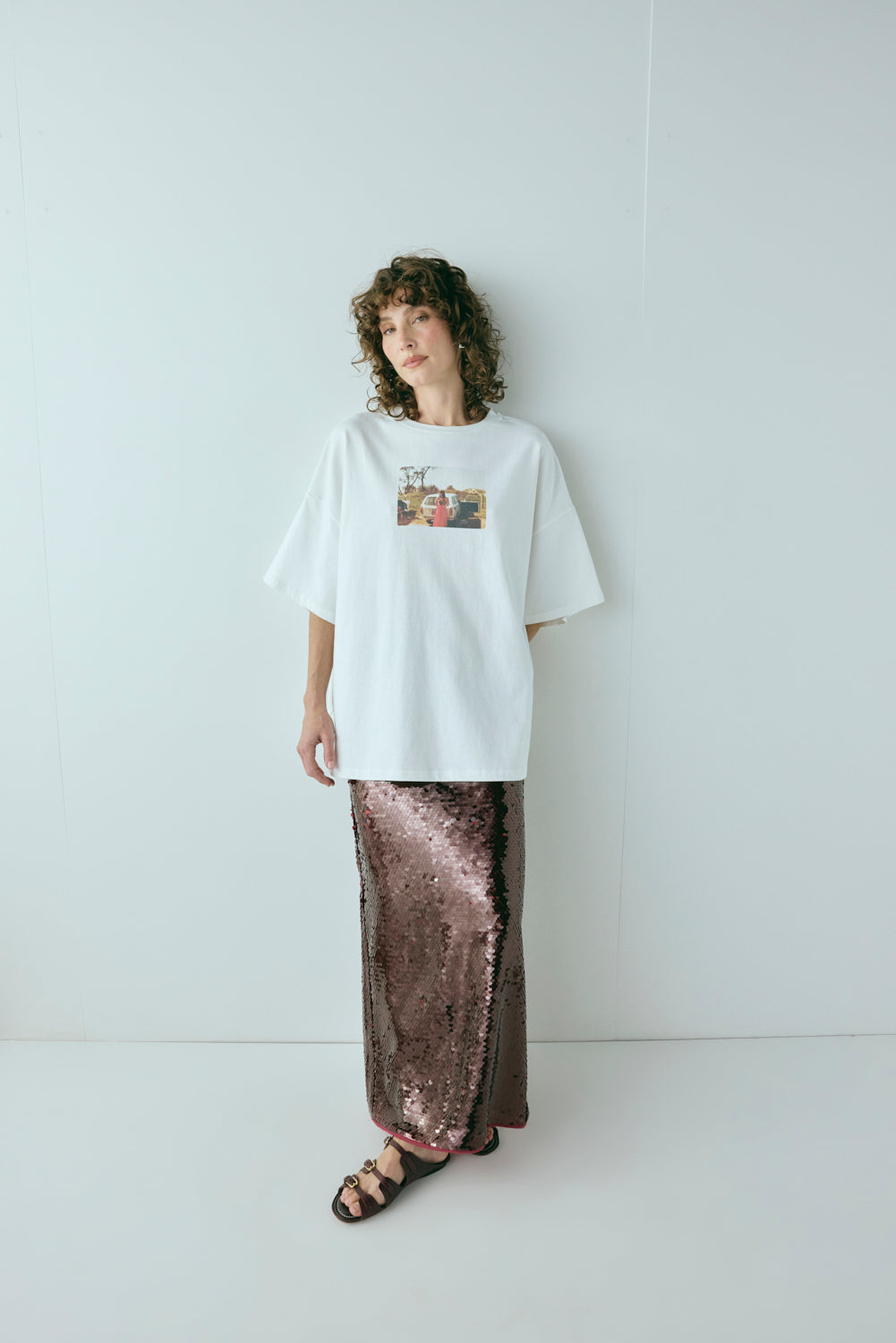Devyn Sequin Midi Skirt Wine