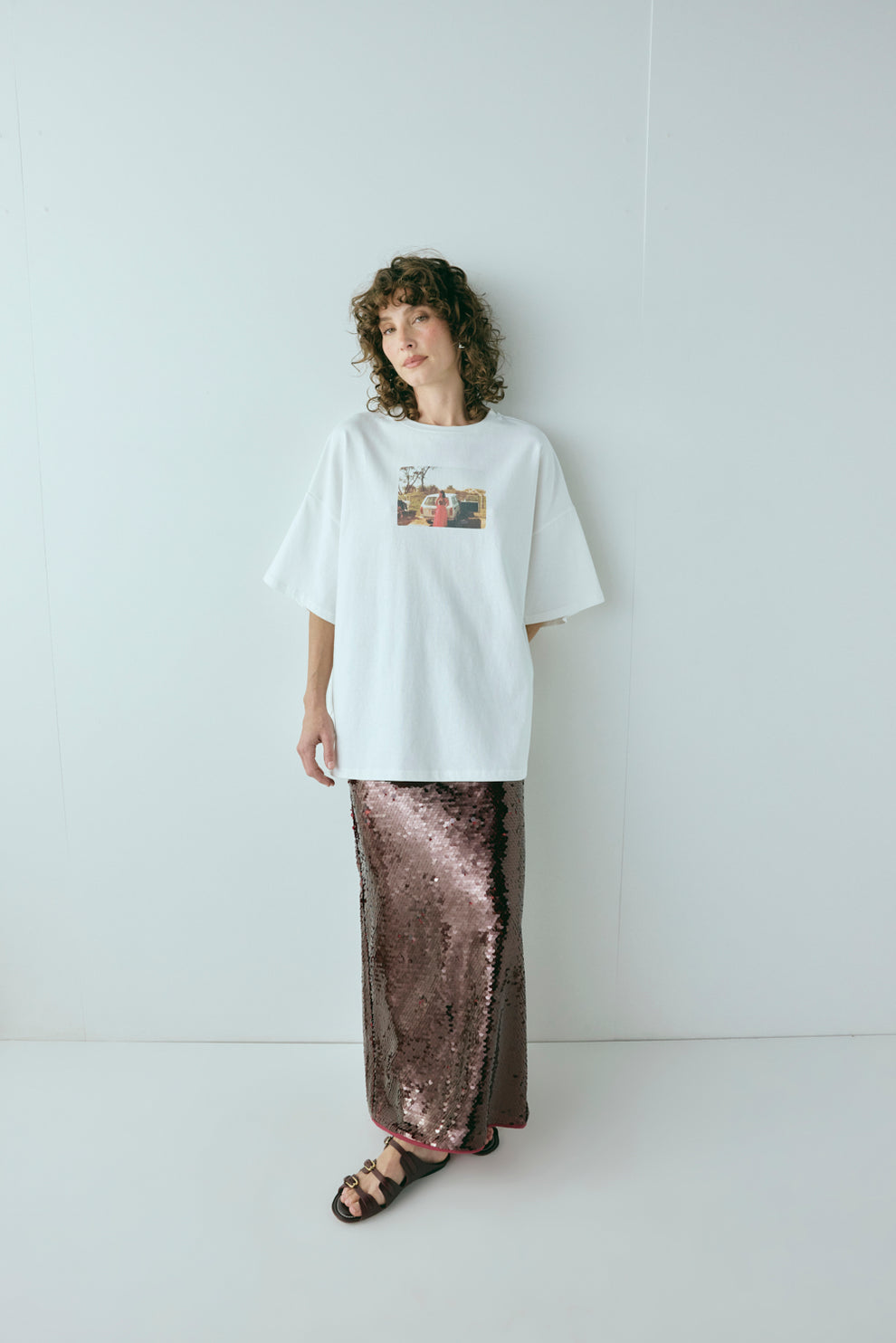 Devyn Sequin Midi Skirt Wine