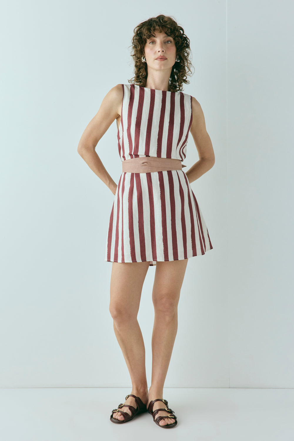 Lea Linen Mini Dress Wine - size:Kelsey:AU 8 / US 4
