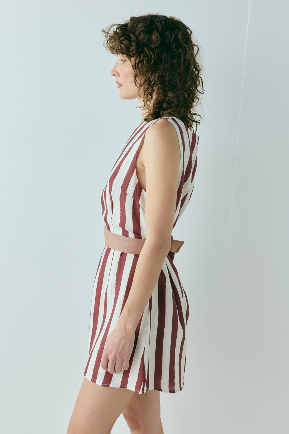 Lea Linen Mini Dress Wine