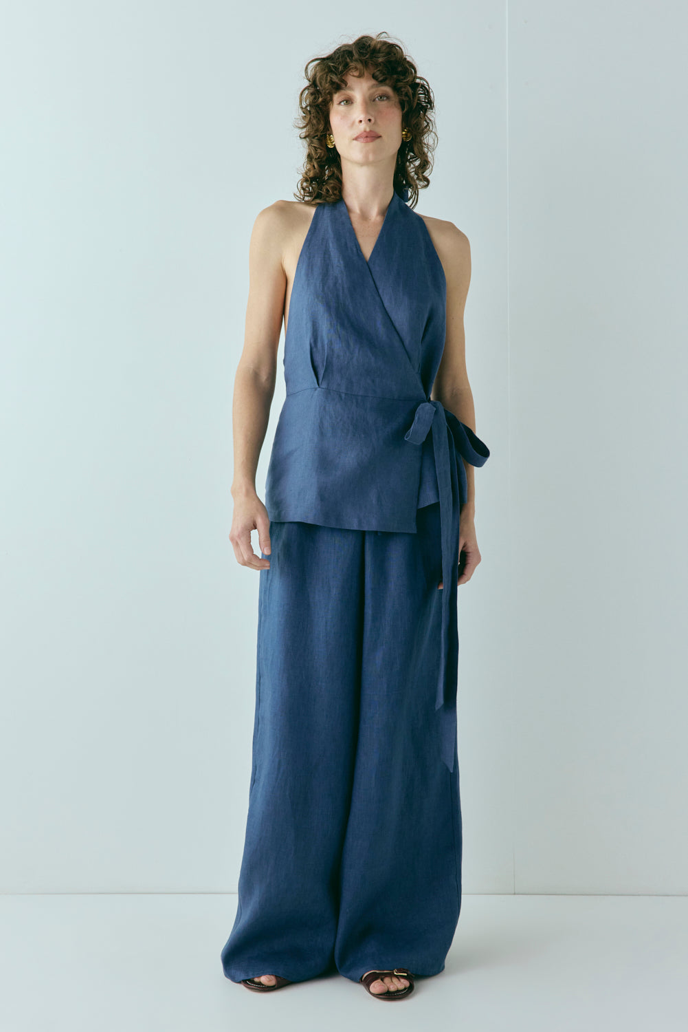 Prue Linen Top Navy - size:Kelsey:8
