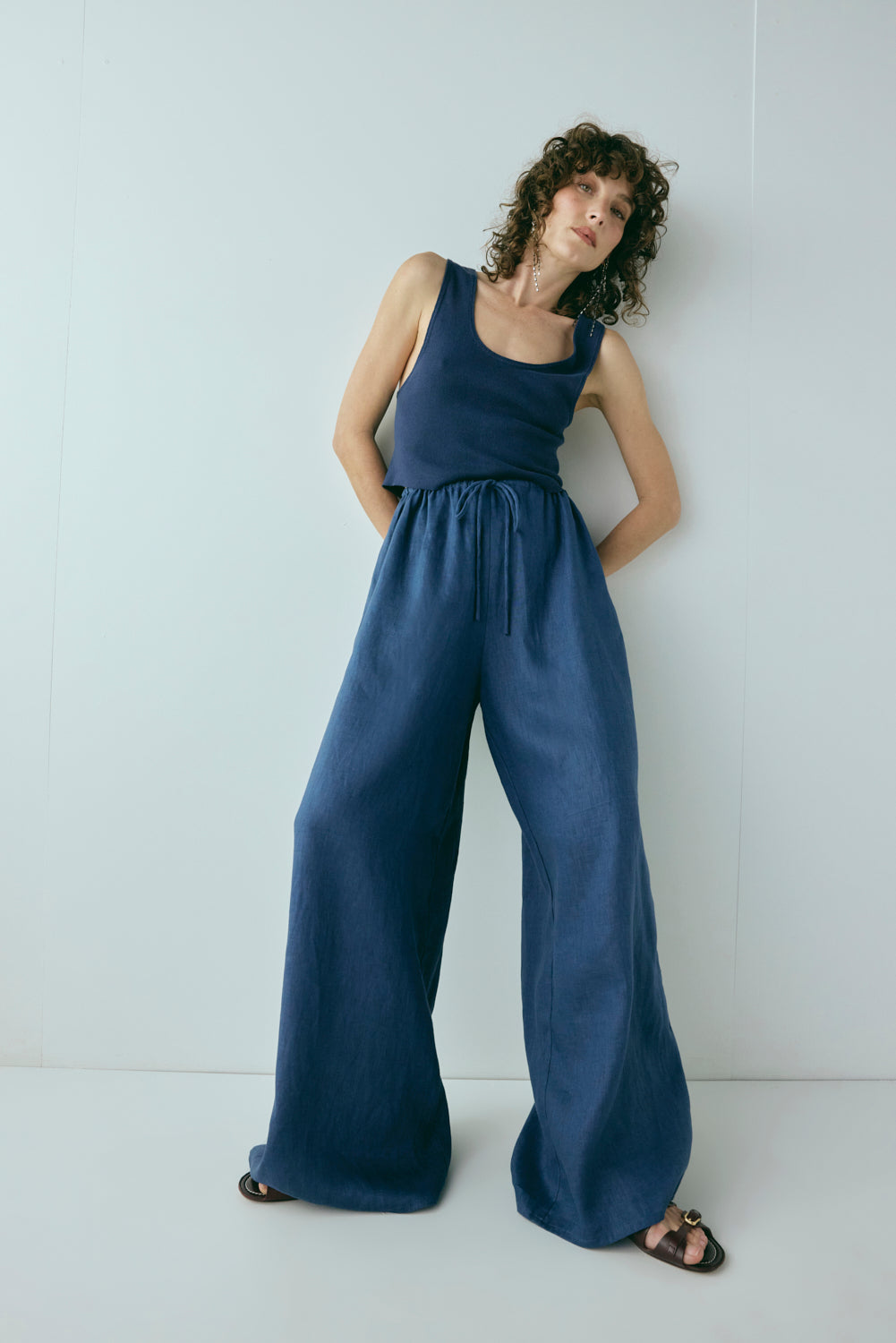 Raya Linen Pants Navy