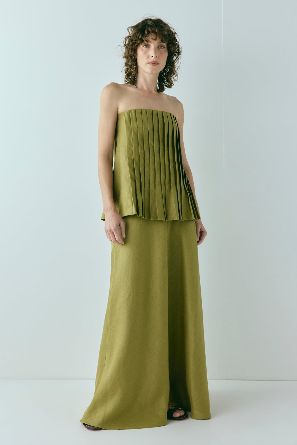 Solene Linen Maxi Skirt Olive