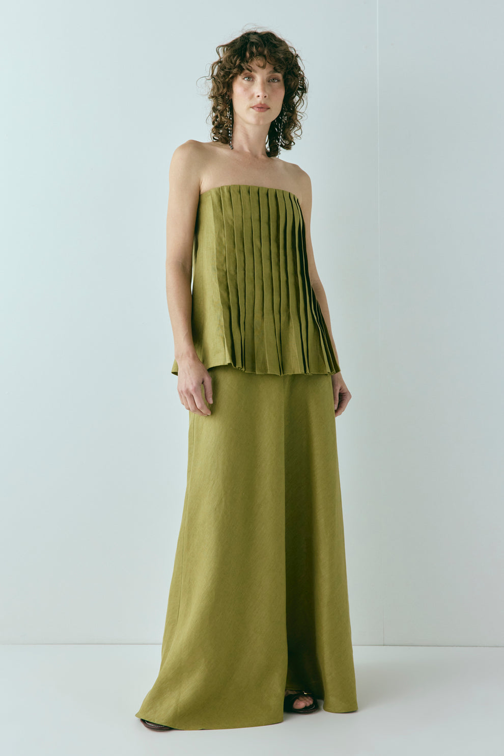 Solene Linen Maxi Skirt Olive