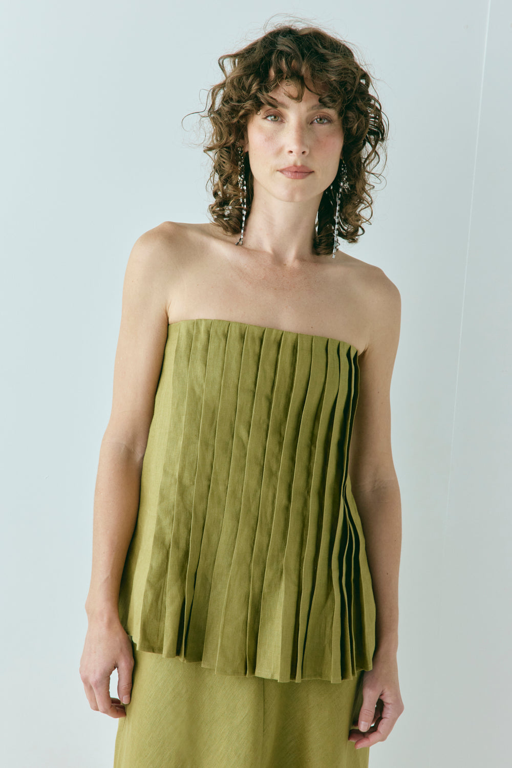 Ettie Linen Top Olive