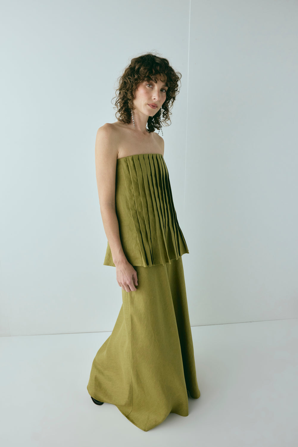 Ettie Linen Top Olive