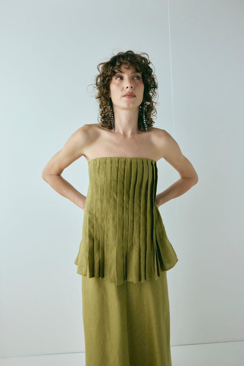 Ettie Linen Top Olive