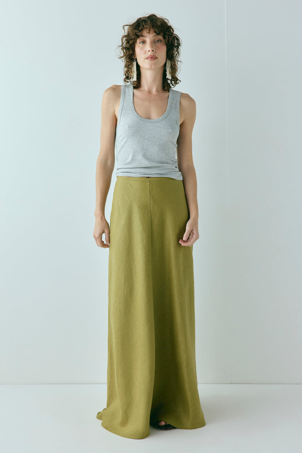 Solene Linen Maxi Skirt Olive - size:Kelsey:AU 6 / US 2 