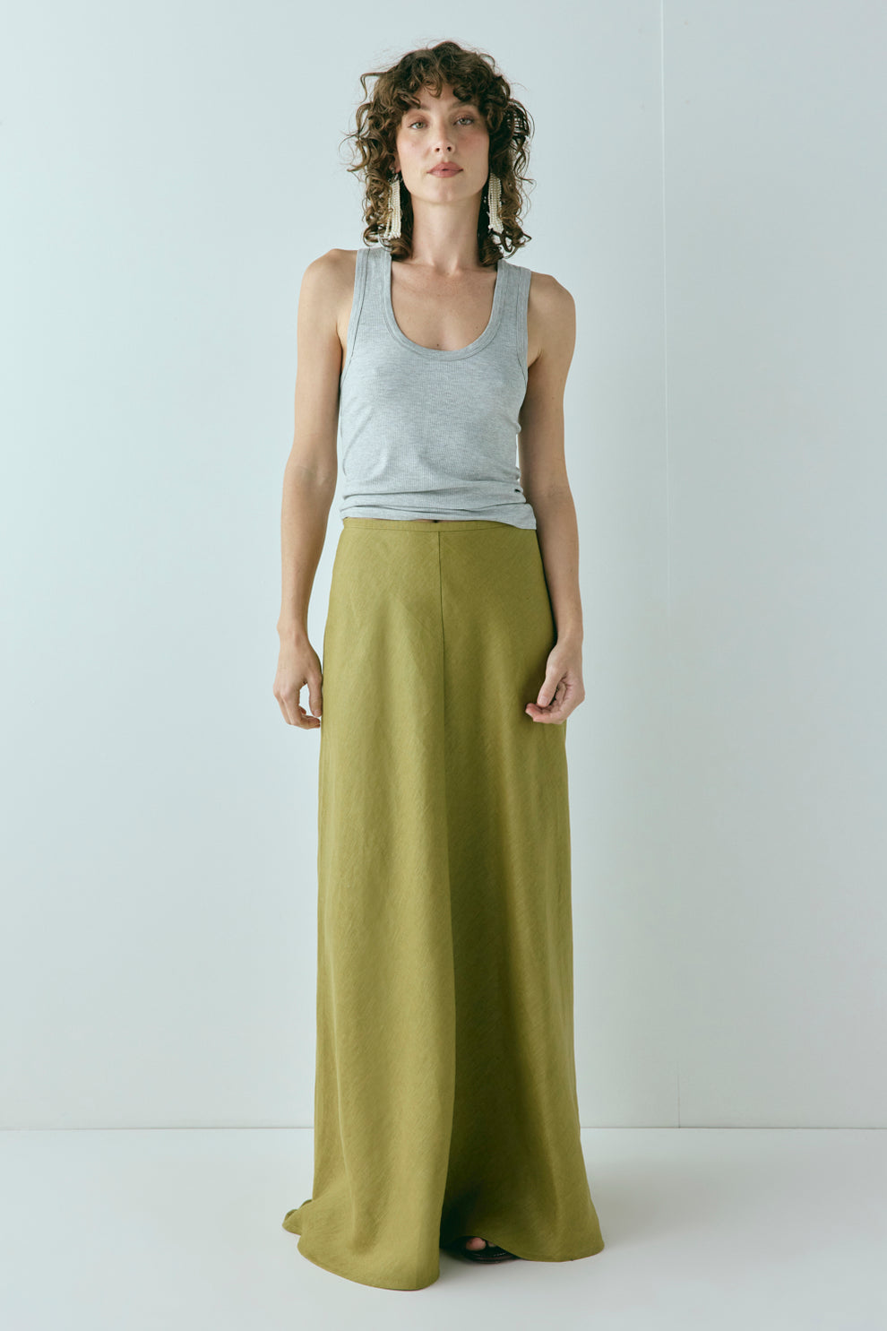 Solene Linen Maxi Skirt Olive - size:Kelsey:AU 6 / US 2 