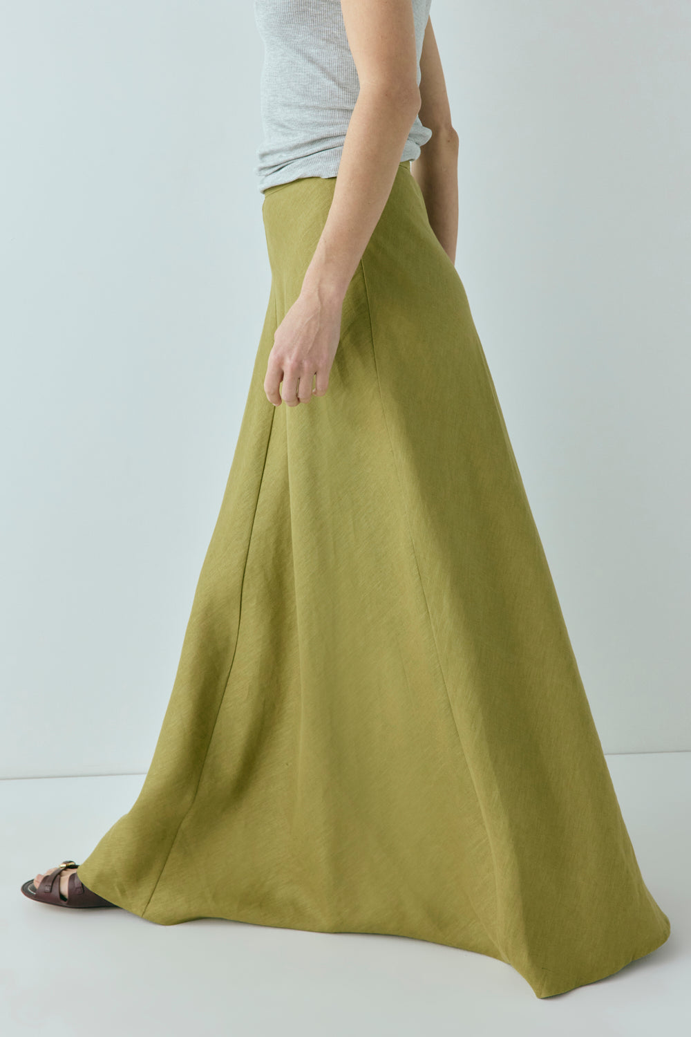 Solene Linen Maxi Skirt Olive