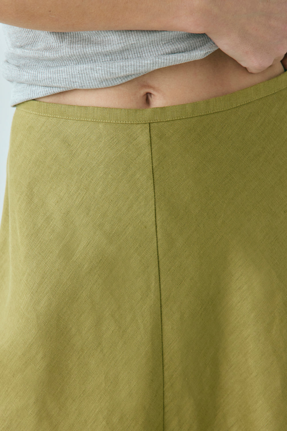 Solene Linen Maxi Skirt Olive