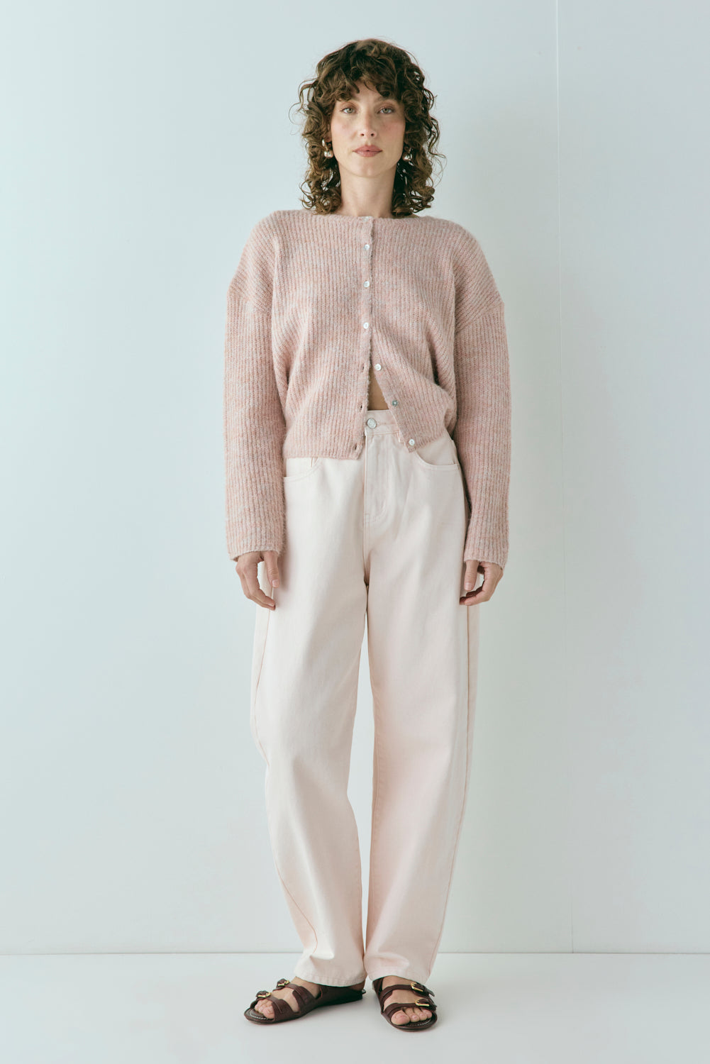 Sefa Knit Cardigan Baby Pink Marle – VRG GRL