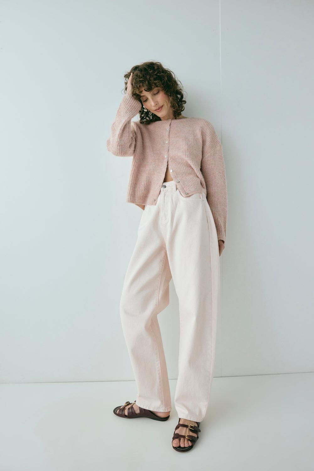 Sefa Knit Cardigan Baby Pink Marle