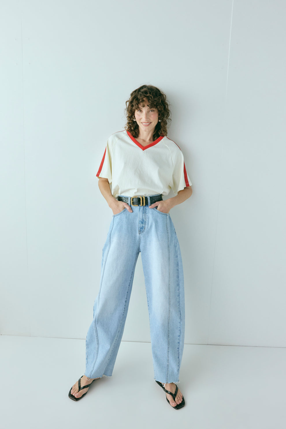 Nyra Barrel Denim Jeans Light Blue