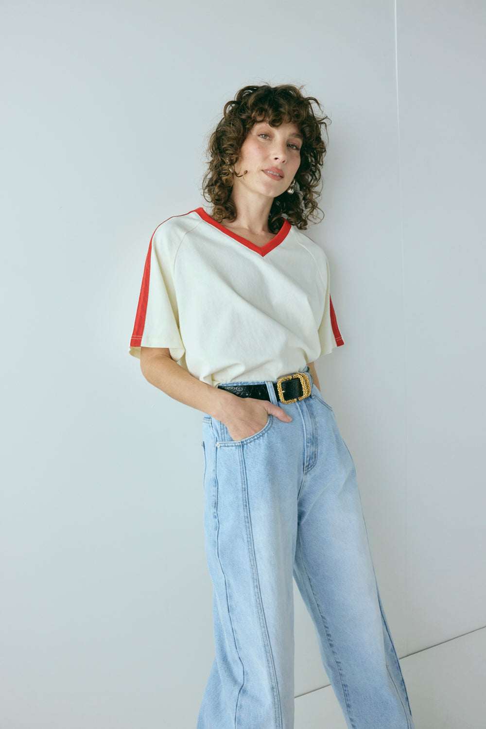 Nyra Barrel Denim Jeans Light Blue