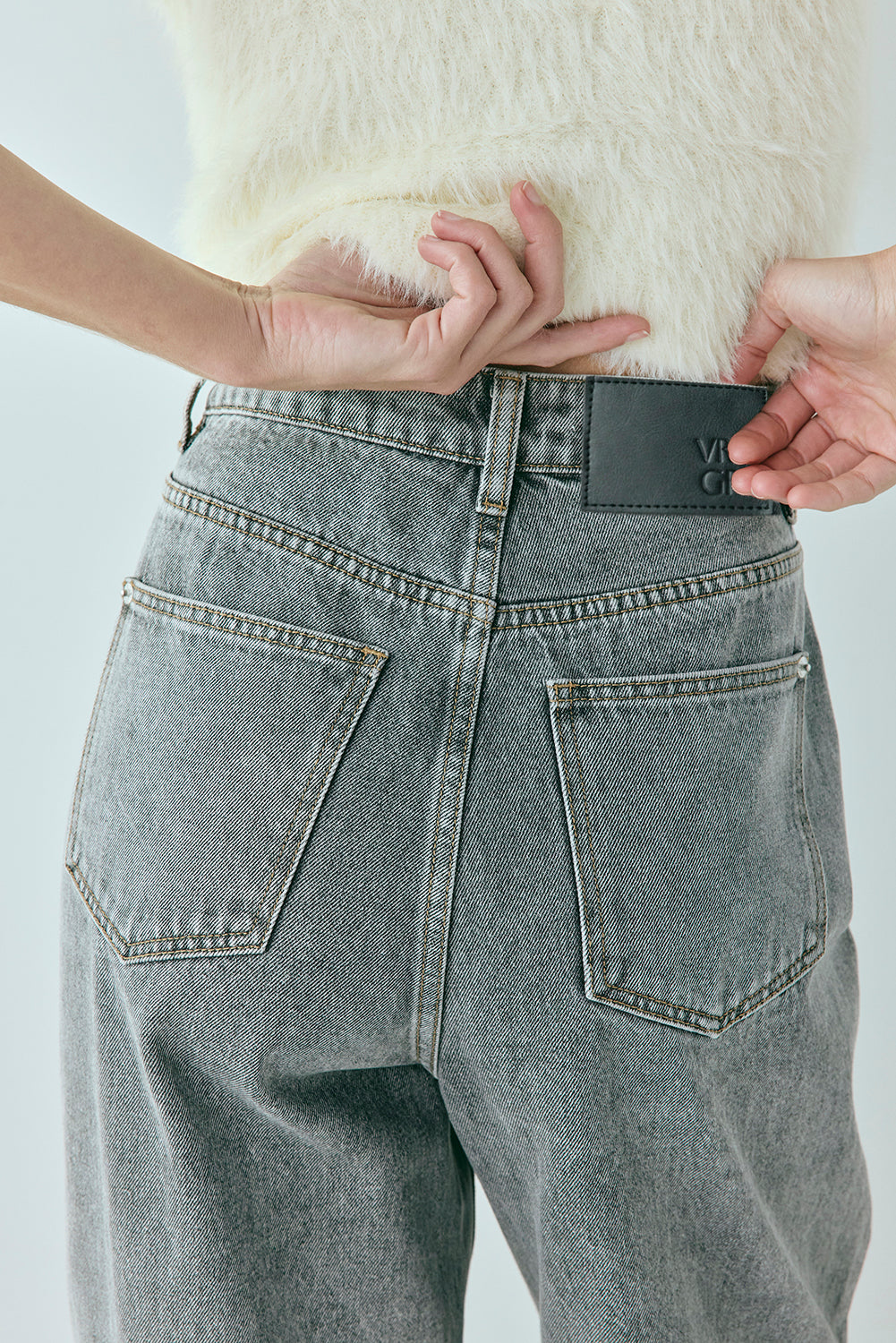 Zora Mid Rise Denim Jeans Washed Grey – VRG GRL