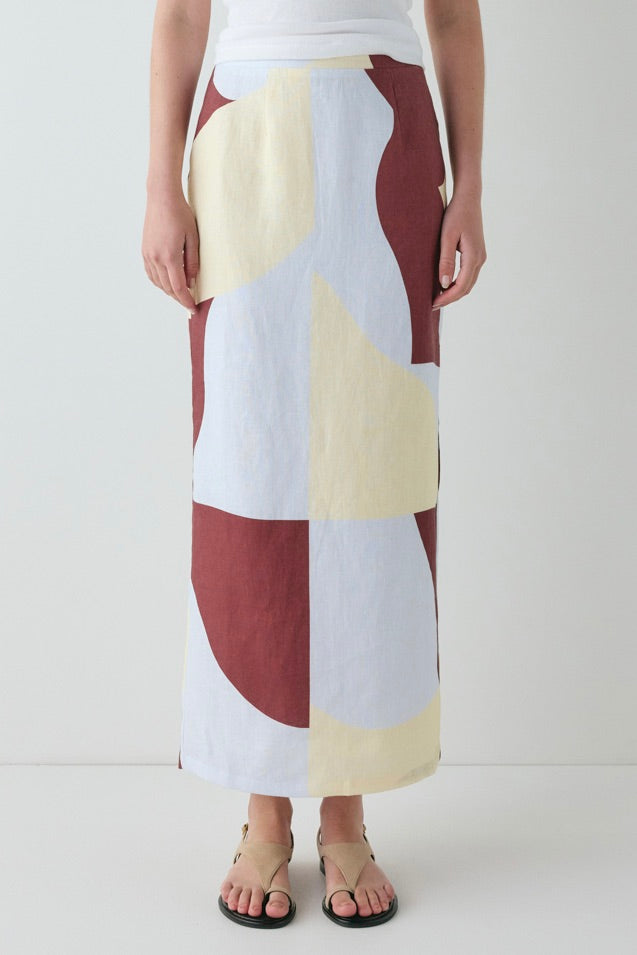 Devyn Linen Midi Skirt Muna