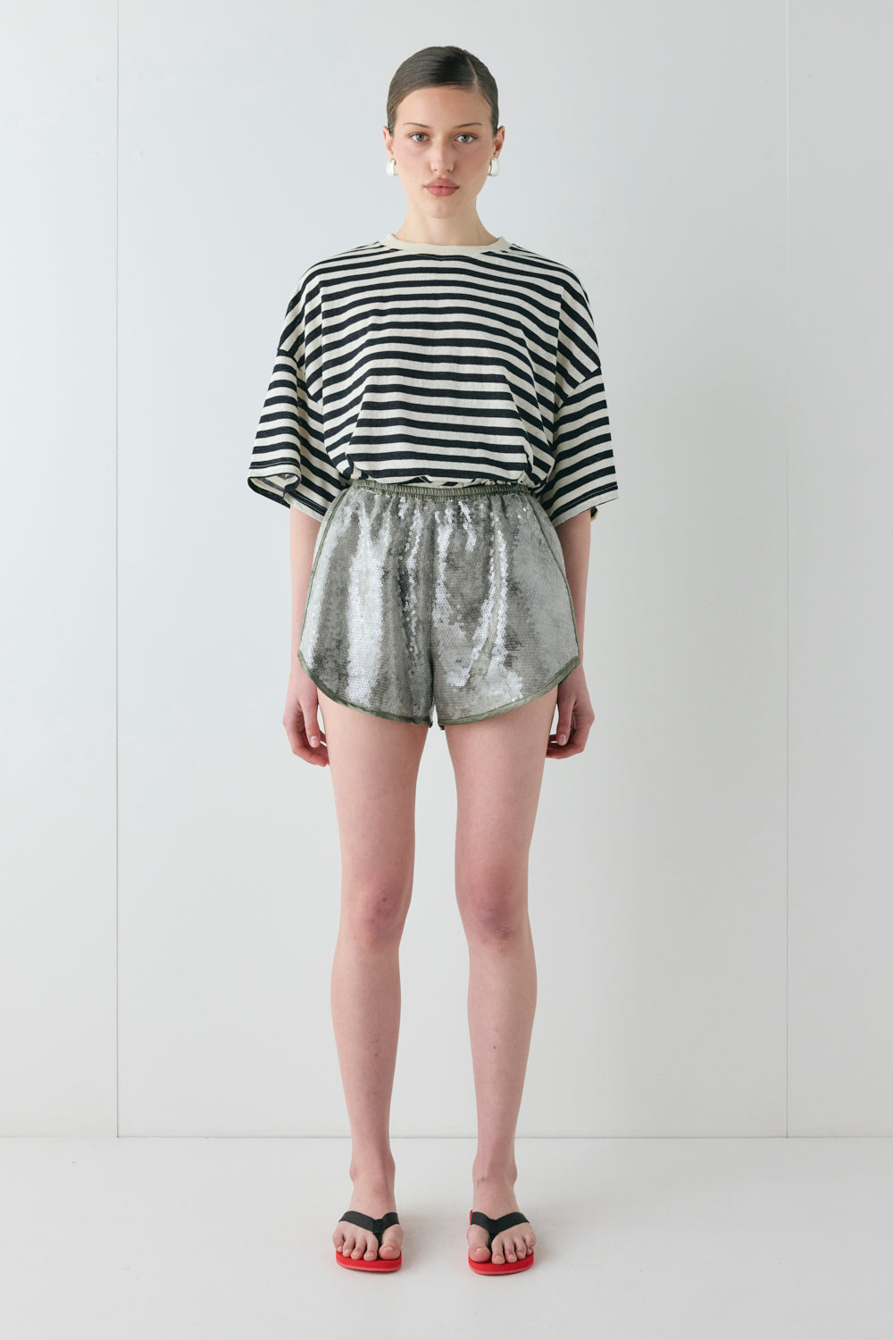 Wyatt Sequin Shorts Slate