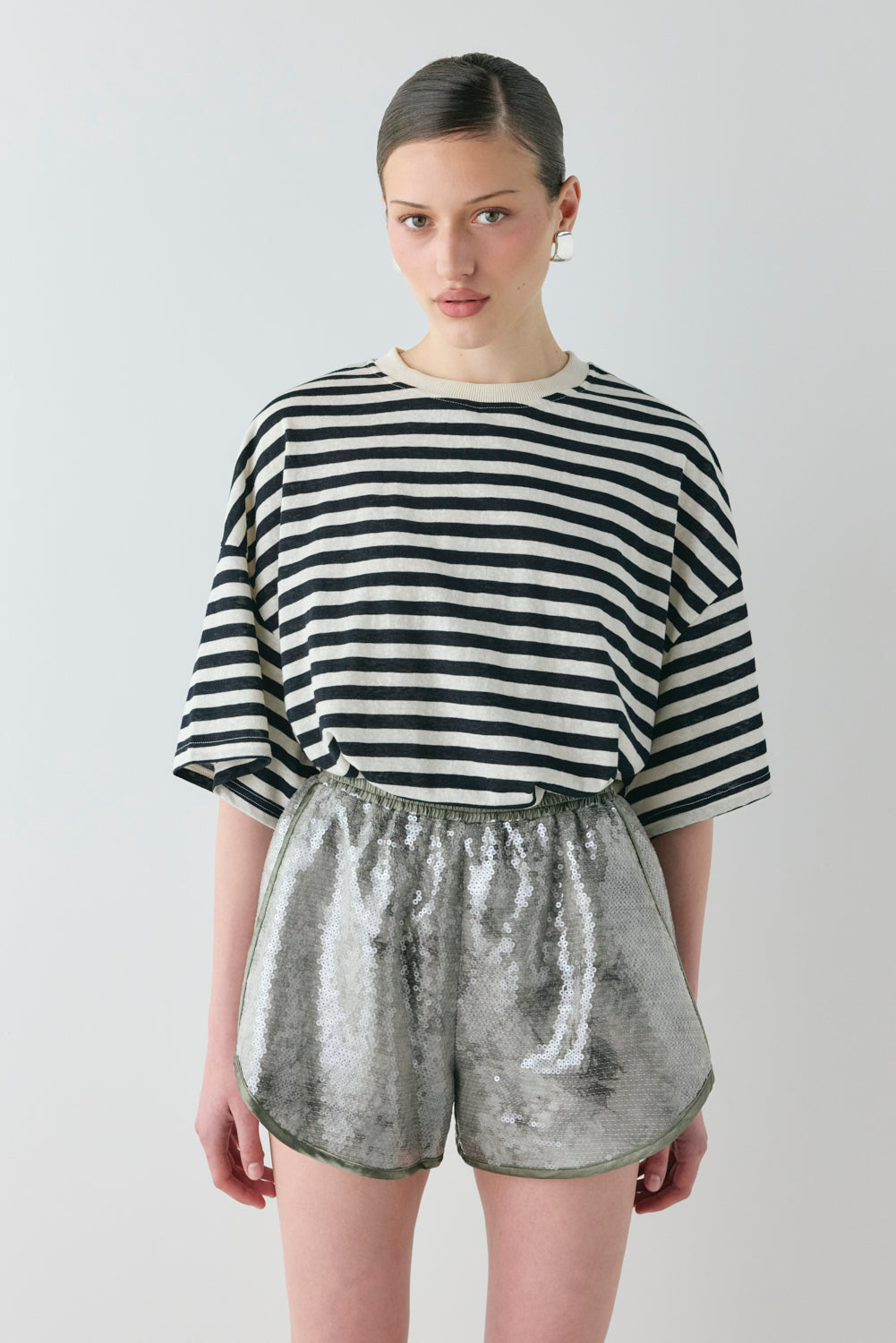 Wyatt Sequin Shorts Slate