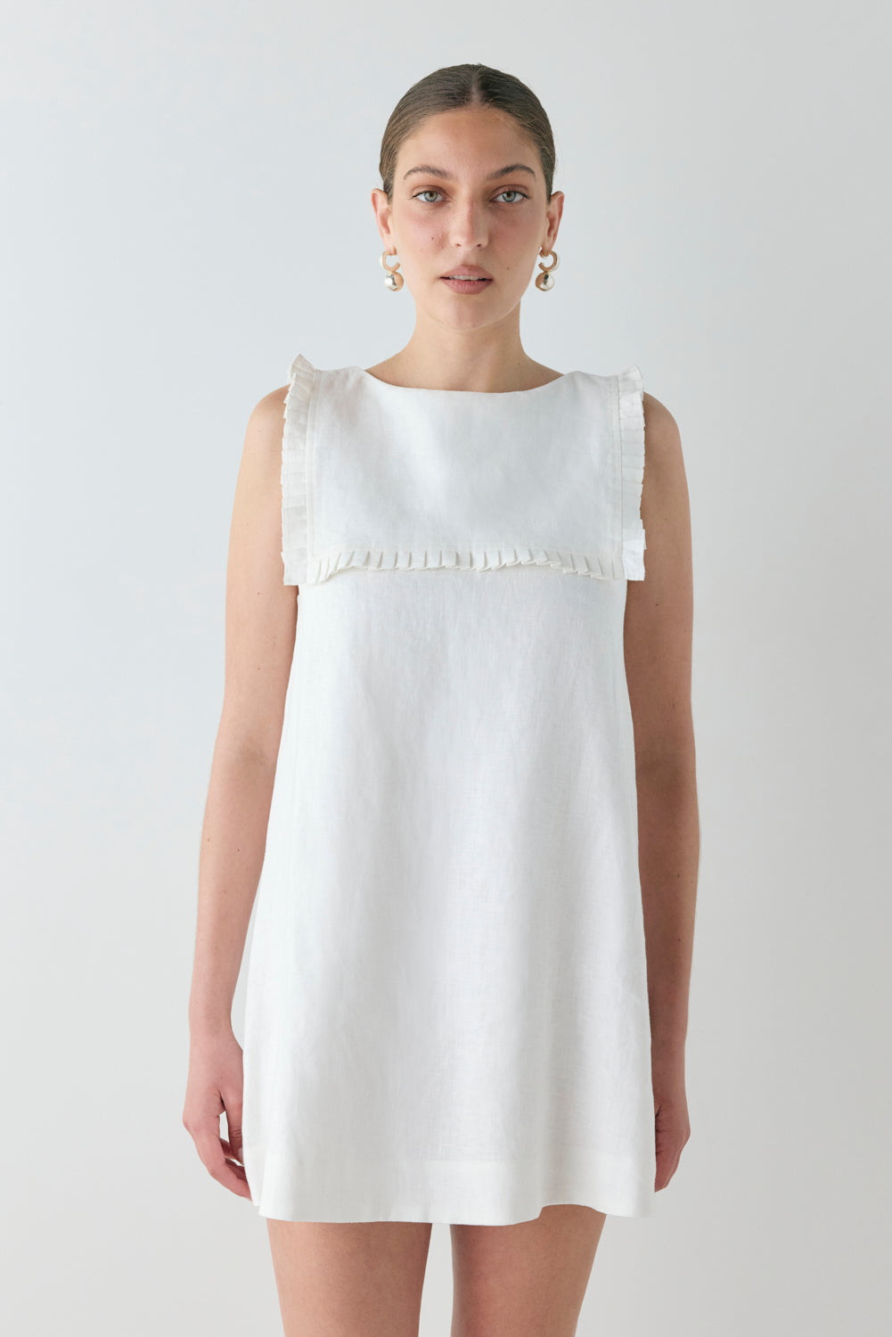 Agnes Linen Mini Dress White - size:Kailee:AU 6 / US 2
